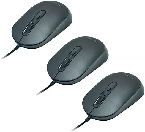 YUMQUA M104 Wired Computer Mouse 3 Pack, Silent Optical USB Corded Mouse Mice Bulk for Laptop PC Chromebook, Black