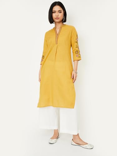 Image of Max Cotton Blend Women Kurta, Regular