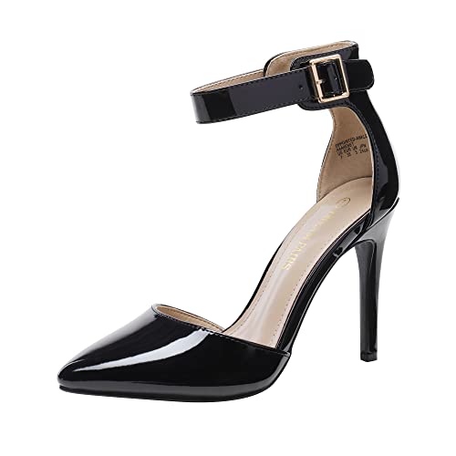 DREAM PAIRS Oppointed-Ankle Women's Pointed Toe Ankle Strap D'Orsay High Heel Stiletto Pumps Shoes 7 Red/Suede