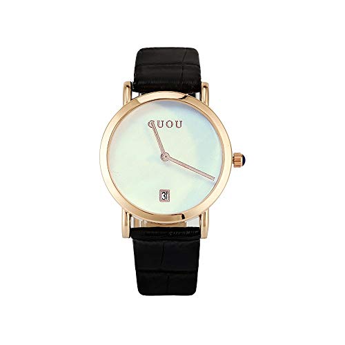 Women Watches Waterproof, GUOU Gold Plated Stainless Steel Case, Ladies Watch with Leather Band 18mm