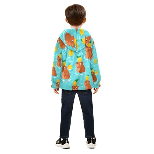 Cute Bears with Oranges Toddler Fleece Jacket Girl Boys Hooded Fleece Jacket Coat Warm Outwear Zip-up 3-10T4