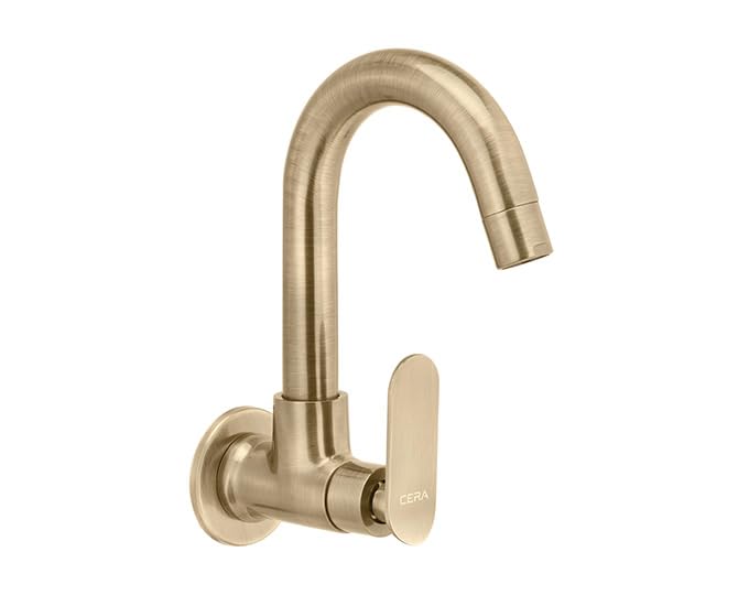 CERA Brooklyn Sink Cock Wall Mounted Wash Basin Faucet | Sink Tap | Bathroom Accessories | PVD Finish | Solid Brass | Wall Mount | Antique Brass | F1018251BA-image-44