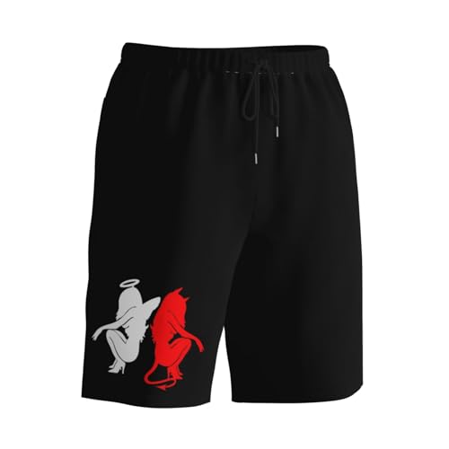 Devil Gemini Angel Demon Men's Quick-Dry Board Shorts 7" - Swim Trunks Summer Hawaii Beach2