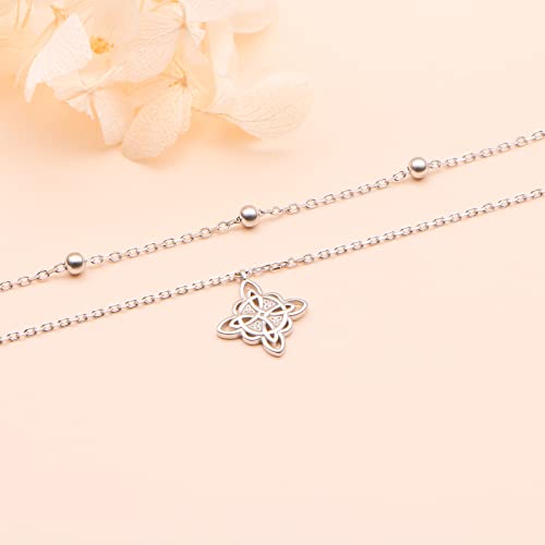 Image of Yearace Anklet for Women S925 Sterling Silver Adjustable Foot Beaded Chain Lotus Flower Claddagh Dragonfly Witches Knot Ankle Bracelet Summer Beach Anklets Jewelry Gift