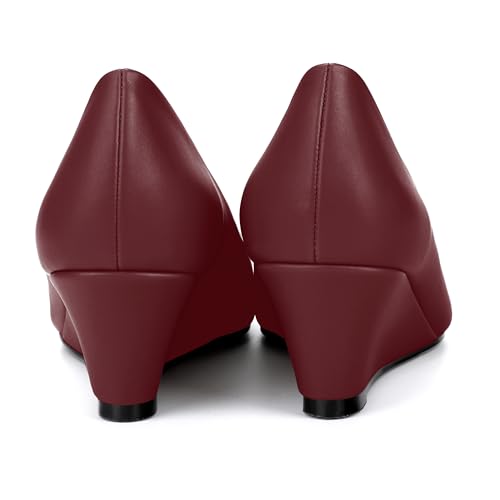 SHOWFOREST Women's Wedge Low Heels Square Toe Slip-on Comfortable Dress Pumps Shoes4