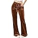 Hvyesh Velvet Pants Women Lounge Comfy Womens Velour Flare Pants Casual Pants Wide Leg High Waisted Drawstring with Pockets Coffee Tall