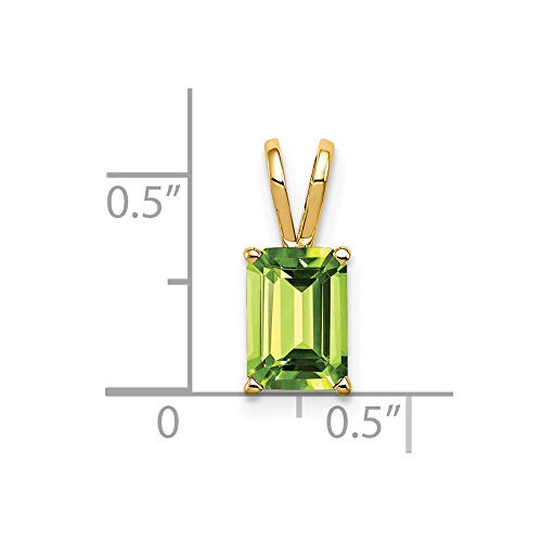 Solid 14k Yellow Gold 8x6mm Emerald Cut Peridot Green August Gemstone Pendant Charm2
