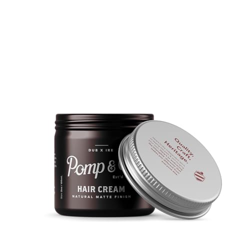 Pomp & Co Hair Styling Cream For Men, Natural Matte Finish Hair Cream For A Medium Strong Hold, Scented Water Based Cream Pomade 60ml