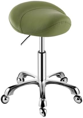 Ergonomic Saddle Stool, 360° Rotating Rolling Chair, Adjustable Height 44-58cm, Ideal for Home Office & Beauty Salon - Comfortable White Design