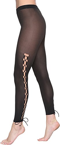 Leggings Wolford femme stretch noir gobi collant sans pied Lace Up taille S