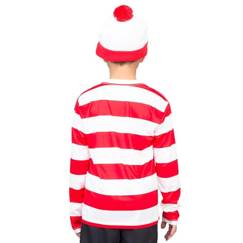 Disfraz completo de Where's Waldo con camisa, gorro y gafas miniatura 2