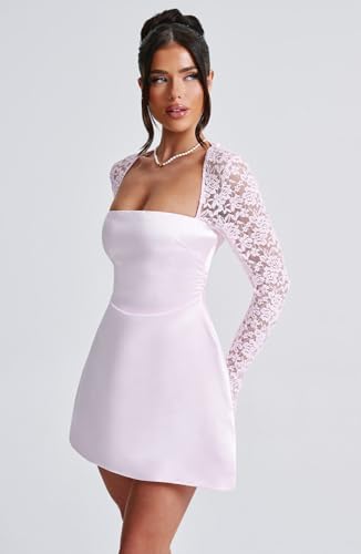 Long Sleeve Homecoming Dresses for Teens 2025 Satin Lace Short Prom Cocktail Dress3