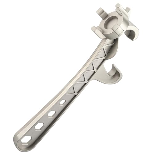 Mellbree 3-in-1 Aluminum Bung Wrench 9.6in Upgraded 5 Gallon Bucket Opener Tool Bung Caps Wrench for 5-55 Gallon Drums Non-Sprking Heavy Duty Tool for Home Industrial Use (Silver)