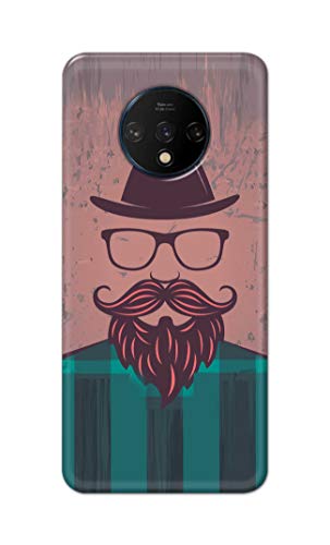 Image of PRINTFIDAA Man Icon with Beard Shirt Hipster Printed Designer Hard Case for OnePlus 7T Back Cover -(e) RPM1001