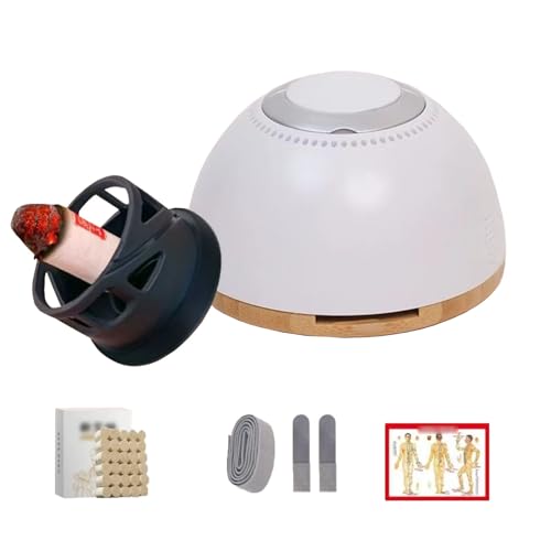 SXYAO Portable Smokeless Moxa Box Home Anti-Scalding, Moxibustion Box for Adults Children Abdomen Whole Body Remove Cold Dampness Massager(White,30pcs Moxa Sticks)