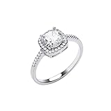 Sterling Silver Halo Cluster Engagement Ring - sizes J - T (O)
