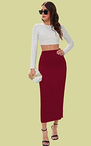 Image of Dream Beauty Fashion Casual Polyester Blend with Side Slit Black Skirt /Petticoat /Shapewear (Venue Skirt-1P)