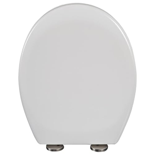 Asiento De Inodoro Con Cierre Suave, Tapa WC Universales Antideslizantes Que Se Adaptan A Inodoros Redondos Estándar, Tapa De Inodoro Blanca De Liberación Rápida Sin Golpes, Fácil De Limpiar (07C)