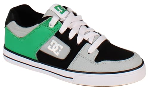 DC Unisex-Child Pure Casual Skate Shoe Black/Kelly Green 12