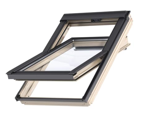 VELUX Fenêtre de toit en bois - Technologie thermique (78 x 118) avec cadre de fixation