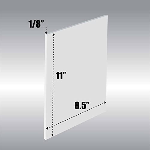Image of Mega Format Expanded PVC Plastic Sheets - 8.5 inch X 11 inch Rigid White Sheet for Crafts, Signage, & Displays - Sintra, Celtec PVC Board - Waterproof for Outdoors Use - 1 /8 inch 3mm Thick - 3-Pk-White
