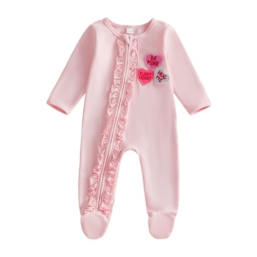 Image of Kuriozud Newborn Infant Unisex Baby Boy Girl Button Solid Romper Bodysuit One Piece Jumpsuit Outfits Clothes | Newborn Baby Girl Sleeper for Daily, Brithday, Halloween, Christmas, New Years, Valentines, St. Patrick's Day, Easter 0-9M