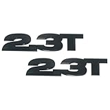 2Pc 2.3T Emblem 3D Badge Sticker Side Door Nameplate with Double Tape (Gloss Black)