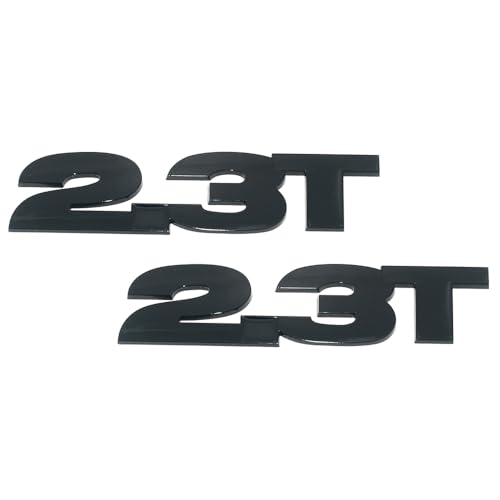 2Pc 2.3T Emblem 3D Badge Sticker Side Door Nameplate with Double Tape (Gloss Black)