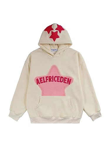 Aelfric Eden Herren Oversized Vintage Hoodie Lose Stern Pullover mit Kapuze...