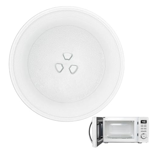 Plato microondas universal cristal 24,5 cm, plato giratorio microondas repuesto con 3 fijadores integrados, platos cristal microondas con soporte giratorio compatible con base circular(16–19 cm)