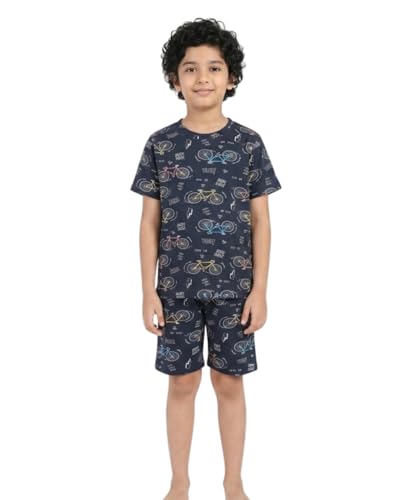 Image of Kids Premium Cotton T-Shirt & Shorts Set for Boys - Half Sleeves Printed Summer Co-Ord Set with Pockets, Soft & Comfortable Casual Wear Outfit