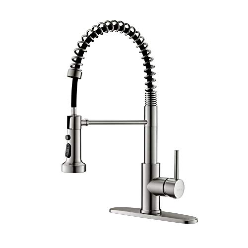 Kitchen Faucet, Kitchen Sink Faucet, Sink Faucet, Spring Pull-Down Kitchen Faucets, Bar Kitchen Faucet, Brushed Nickel, Stainless Steel, RULIA RB1027