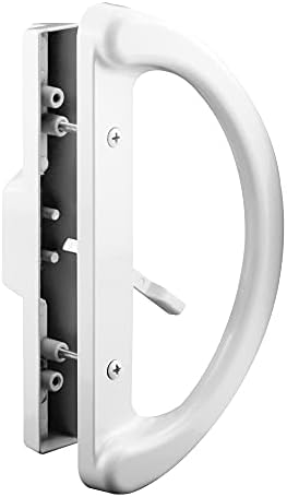 Prime-Line C 1225 Sliding Patio Door Handle Set - Replace Old or Damaged Door Handles Quickly and Easily – White Diecast, Mortise Style, Non-Keyed (Fits 3-15/16” Hole Spacing)