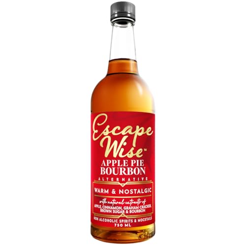ESCAPE WISE Apple Pie Bourbon Alternative | Non-Alcoholic | The World’s Leading Developer of Non-Alcoholic Spirits, Liqueurs & Mocktails | 25.4 FL OZ (750 ML)