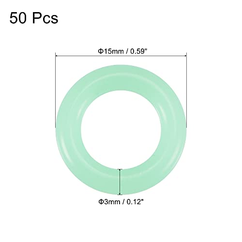 MECCANIXITY Anillos de Silicona para Estacas de Tienda, Brillan en la Oscuridad, 15mm OD 3mm Ancho, Accesorio Fluorescente para Tiendas de Camping, Verde Paquete de 50 miniatura 2