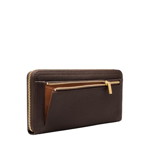 Image of Fossil Women's Logan Leather RFID-Blocking Zip Around Clutch Wallet with Wristlet Strap for Women