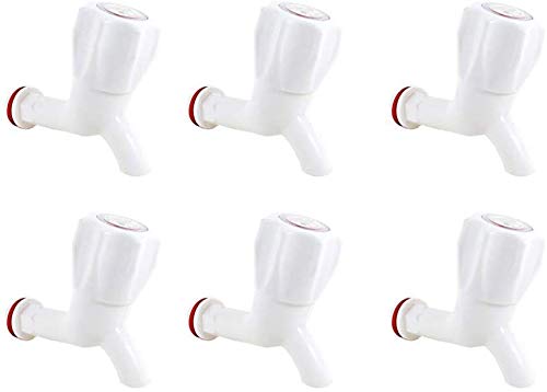 Unique Creation White PVC Plastic Bibcock/Water Tap for Kitchen, Bathroom Wash Basins - Set of 6 (1/2", 15 mm) (B082F5X1JN) Amazon Price History, Amazon Price Tracker