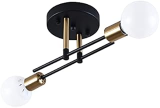 Kaj Hejmo Modern Ceiling Light Fitting- Rustic Semi Flush Mount Chandelier Light- Vintage Industrial Black Ceiling Light Interior for Bedroom Kitchen Dining Room (2-Light)