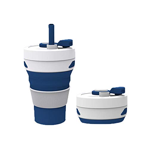 Phrat Faltbare Kaffeebecher to Go Klappbecher Faltbecher Silikon Reisebecher Silikonbecher,Tragbar Tasse Kaffeetasse Foldable Cup mit Deckel Wiederverwendbar Kaffee Becher Camping Reisen BPA