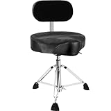 AKLOT Saddle Drum Throne with Backrest,Hydraulic Drum Throne, Heavy Duty Drum Seat, Height Adjustable Suede Drum Chair, Motorcycle Style Drum Stool for Adults Drummers Grey