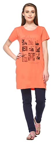 Image of In Love Women's Printed Cotton Plus Size Longline T-Shirt Half Sleeve with Pockets Pack of 2