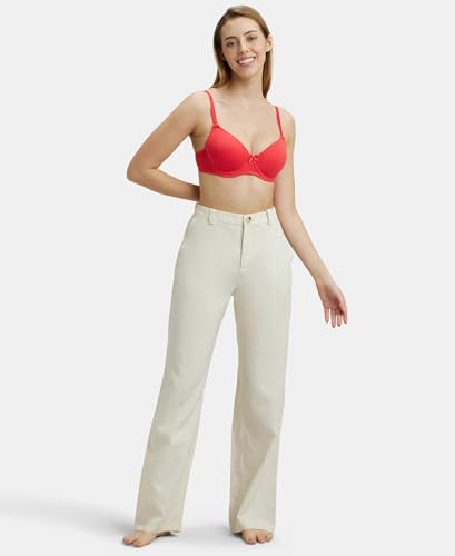 Image of Jockey 1245 Women Under-Wired Padded Super Combed Cotton Elastane Stretch Medium Coverage T-Shirt Bra with Detachable Straps