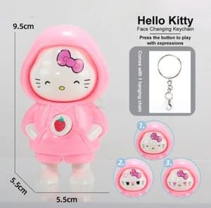 Delicacy Handicraft Cute Hello Kitty Plastic Pink Keychain – Adorable Bag Charm 4Inch – Expression Changing Cartoon Keyring For,Kids,And Cartoon Fans Lightweight And Durable Design - Image 2 thumbnail