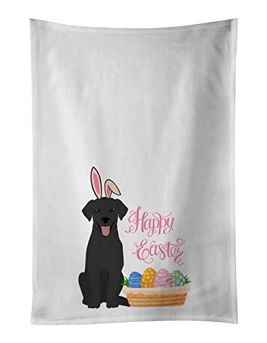 Caroline's Treasures WDK5048WTKT Black Labrador Retriever Easter White Kitchen Towel Set of 2 Dish Towels Decorative Bathroom Hand Towel for Hand, Face, Hair, Yoga, Tea, Dishcloth, 19 X 25, White