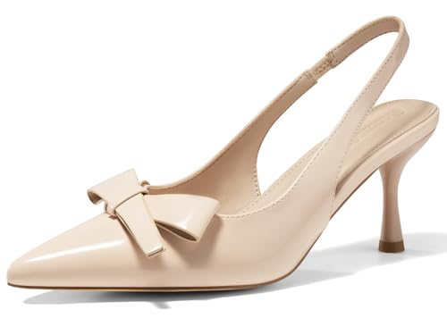 Image of Coutgo Womens Slingback Kitten Heels Bow Closed Pointed Toe Pumps Slip on Office Work Dress Shoes