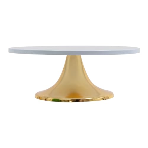 8-inch Gold and White Metal Round Elegant Cake or Dessert Stand Perfect for Weddings, Events, and Celebrations - Image 3