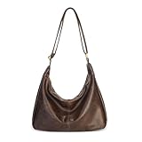 FUKEFUKEUS Hobo Bags for Women,Ultra Soft Foldable Vegan Leather Crossbody Shoulder Handbag,Retro Trendy Tote Purse
