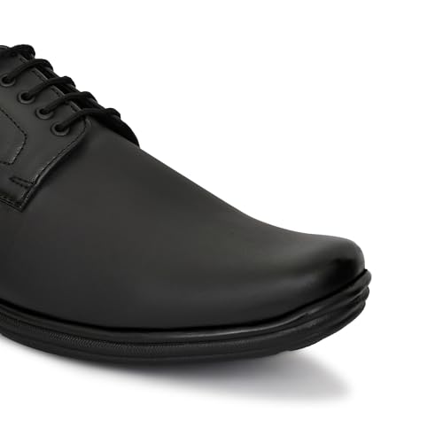 Image of Men's Faux Leather Formal Shoes | Stylish Lace-Up Office Wear Shoes for Men | Comfortable Lightweight Business Footwear | Synthetic Leather Dress Shoe for Parties & Daily Use