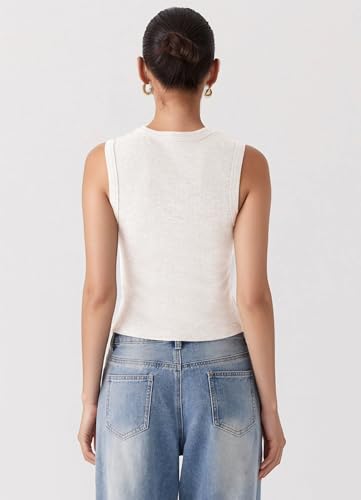 Women’s Button Down Tank Tops Ribbed Summer Vest Button Up Open Front Sleeveless Slim Fit Crop Going Out Tops4