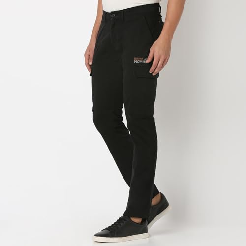 Image of Spykar Men's Regular Fit Mid Rise Pants